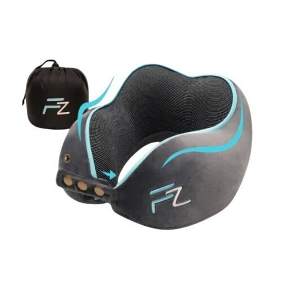 Memory Foam Comfy Travel Pillow for Airplanes & Car Rides Gray - Picture 2 of 4